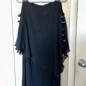 MSK Black Asymmetrical Dress with Silver Accents